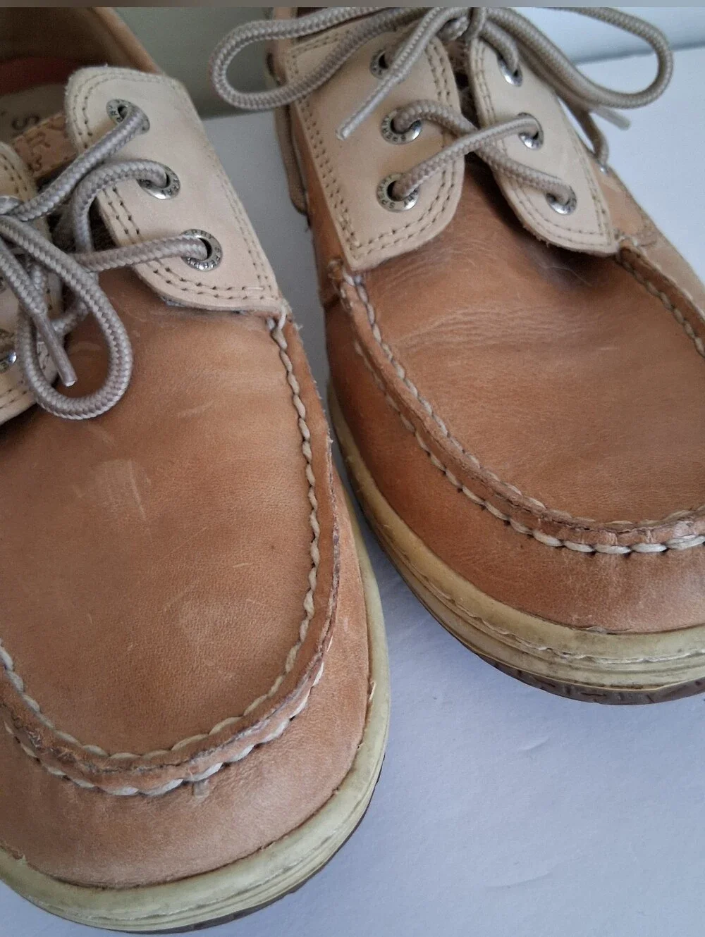 Sperry Top-Sider Mens Size 12 Tan Boat Shoes 3 Eye Lace Up Preppy Grandpacore